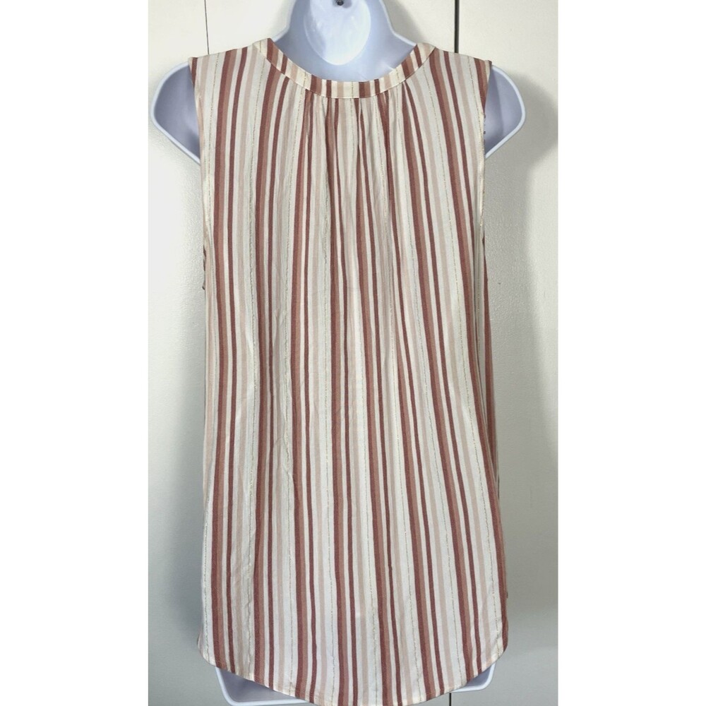 Liz Claiborne Sleeveless Button up Pink & White Blouse Size M - Picture 6 of 6